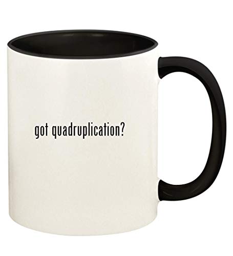 got quadruplication? - 11oz Ceramic Colored Handle and Inside Coffee Mug Cup, Black