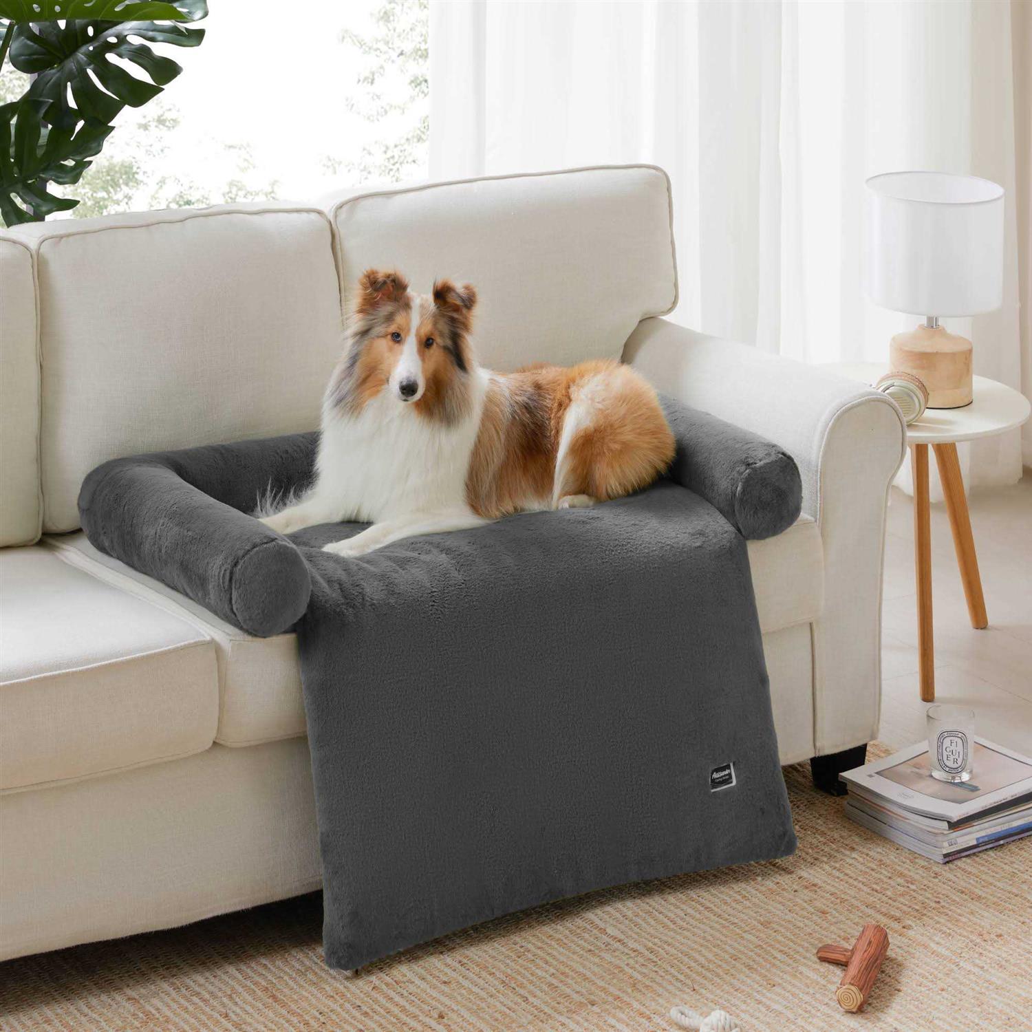 Allisandro Calming Dog Sofa Cover Bed Luxury Faux Fur Pet Couch Protector Bed - Pet Supplies online store