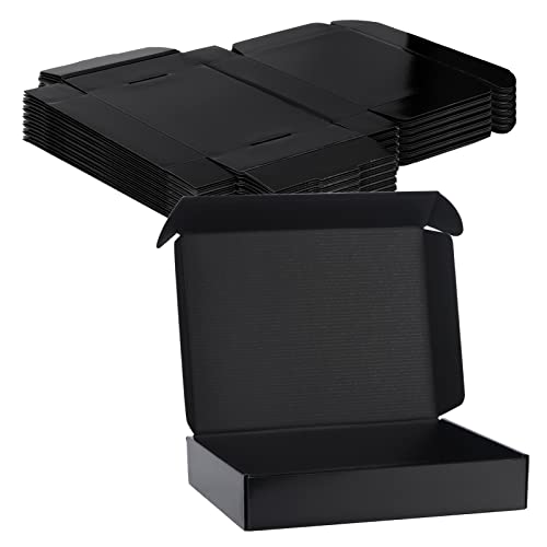 Rempry 7x5x2 Inches Black Shipping Boxes Pack of 20, Small Cardboard Corrugated Mailer Boxes Gift Boxes for Shipping Packaging Small Business