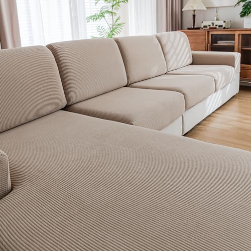Couch Cushion Covers Waterproof,Magic Sofa Covers Washable Stretch Resistant for 3 Chair Cushion Couch Furniture Protector for Pets Sectional Slipcovers(Armrest Sofo Cover,Ivory)