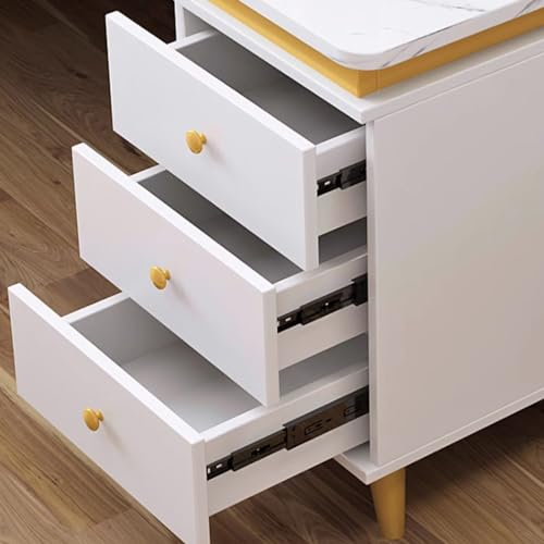 Computer Desk with Storage Drawer, Industrial Desk with Monitor Stand Modern Study Writing Table Workstation for Home and Office(120CM, White & Gold)