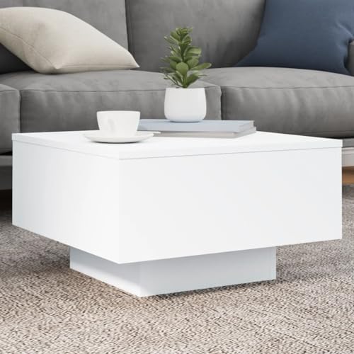 vidaXL Modern Square Coffee Table-White Engineered Wood Side/Tea Table 21.7