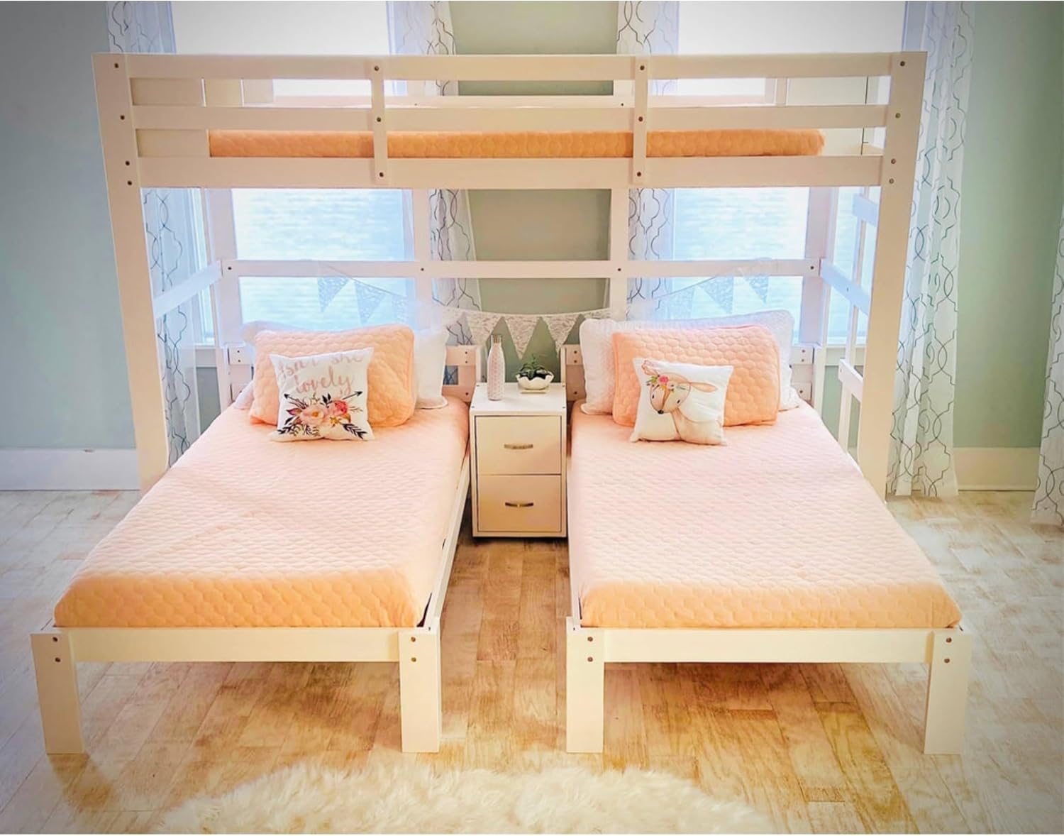 Twin XL Loft Bed Over Two Twin Beds