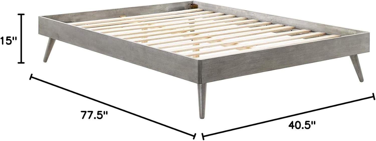 Margo Twin Wood Platform Bed Frame in Gray