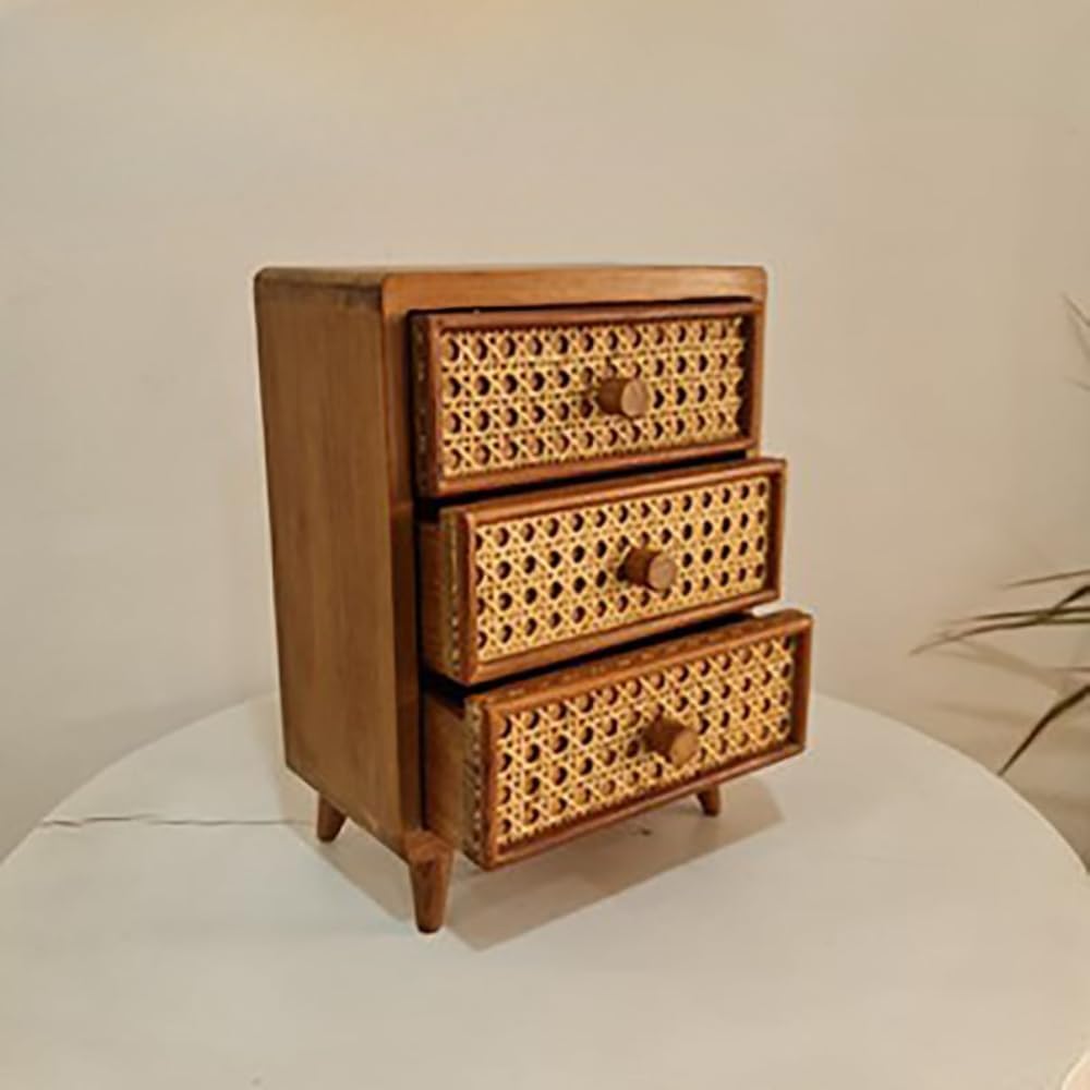 Rattan Dresser, 3 Drawer Dresser, Teakwood Dresser, Chest of Drawers Retro, 22