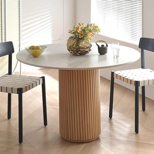 Solid Wood Round Dining Table,Simplicity Wooden Pedestal Table Kitchen Table,Leisure Coffee Table Farmhouse Dining Room Table(27.6