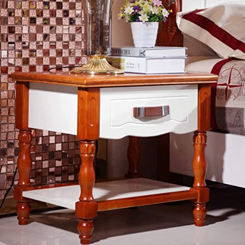 Bedside Table Wooden Bedside Table and Storage Drawers Solid Wood Legs Living Room Bedroom Multifunction Nightstand Furniture Nightstand Side Table