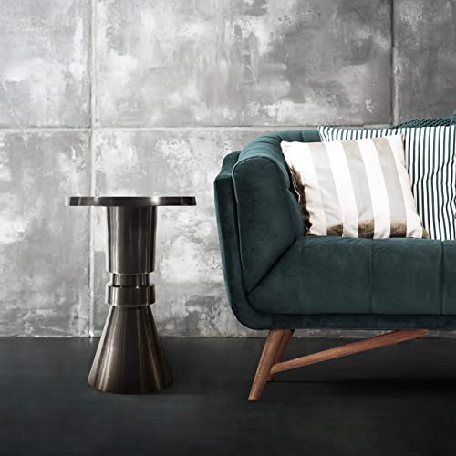 Decorative Aluminum Pedestal Accent Table (DH8039) | Metal Accent Round Table | Coffee end Table | Ridge Side End Table for Home and Office Decor. (20 x 30, Silver)