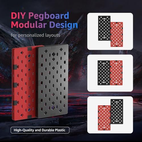 Headphone and Controller Holder, Rotating Gaming Accessories Organizer for Xbox PS5 PS4 Nintendo Switch, Modular Desk Controller Stand with Cable Hooks, 2Pcs Pegboard, Black