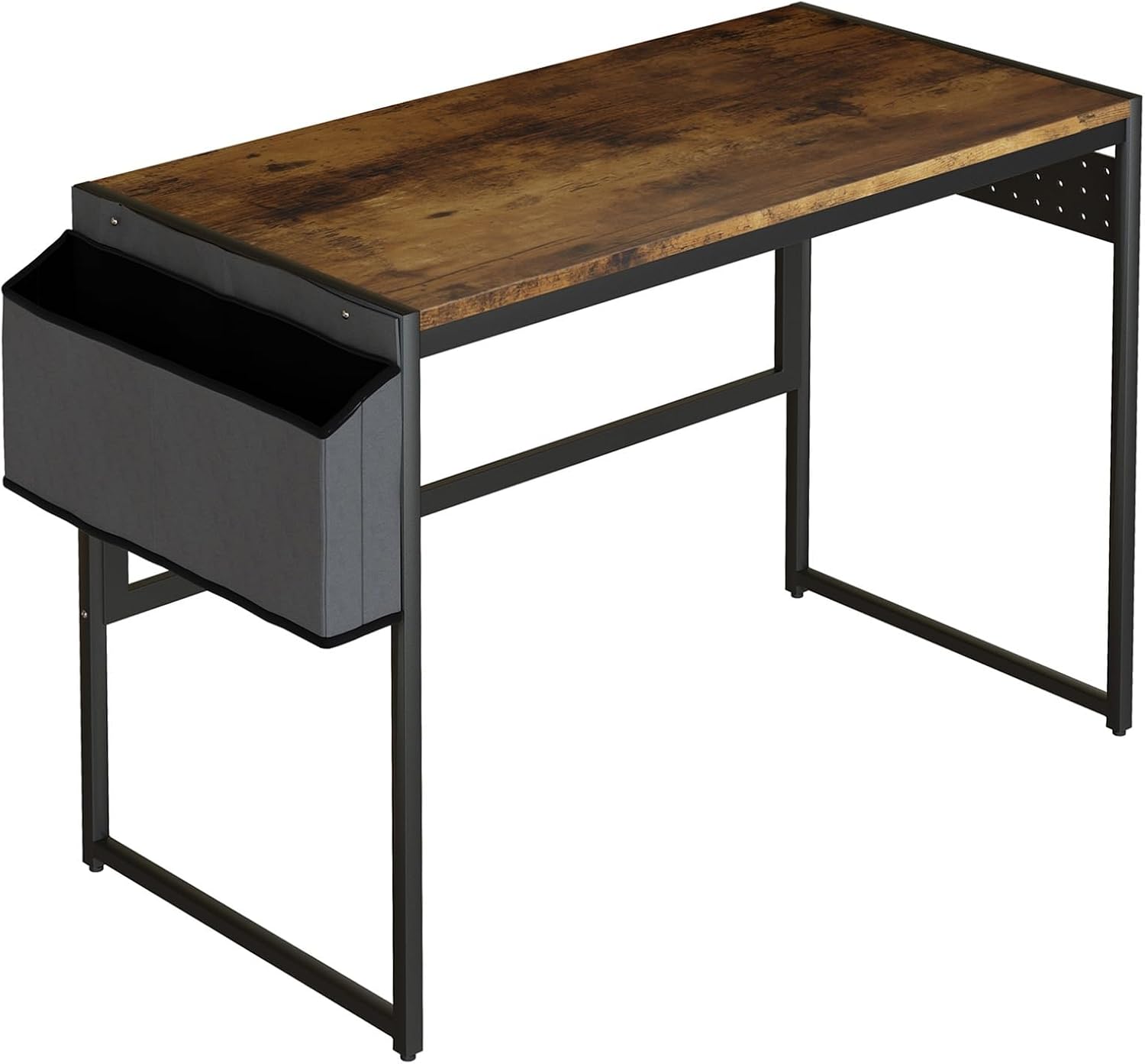 Storage Table, Writing Computer Desk 39Inch Industrial Style Study Table W/Metal Frame for Home Office Notebook Desk Antique Brown