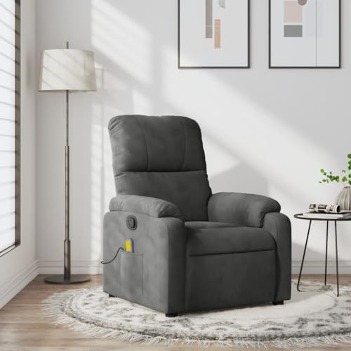 Massage Recliner Chair Dark Gray Microfiber Fabric,Ultimate Relaxation: Massage Recliner Chair with Manual Reclining and Vibration Massage Living Room Armchairs, Recliners & Sleeper Chairs