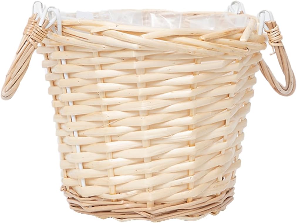 Wicker Waste Basket, Bathroom Trash Can with Handle, Wicker Garbage Can for Bathroom, Living room, Bedroom, office