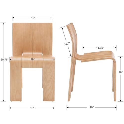 ZSARTS Modern Wood Dining Chairs Set of 2, Wooden Stackable Kitchen Chairs Modern Chairs Side Chairs Extra Chair for Guests Kitchen Office Wedding Party Picnic,OAK