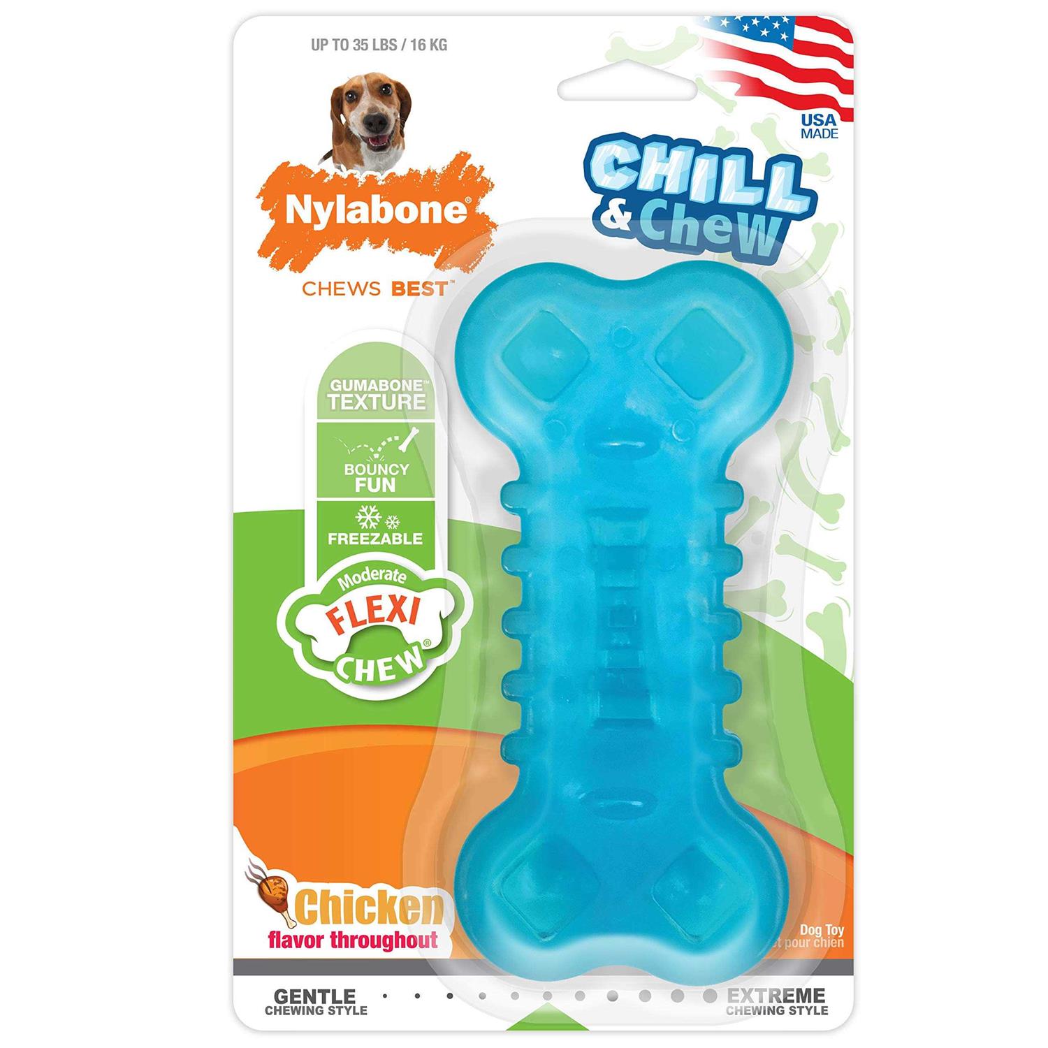 Nylabone Chill & Chew Freezer Chicken Flavored Dog Chew Toy, Medium - Pet Supplies online store