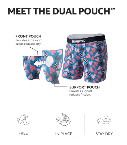 Separatec Men’s Underwear Boxer Briefs with Support Dual Pouch Moisture Wicking Cooling Bamboo Rayon Underwear for Men 3 Pack