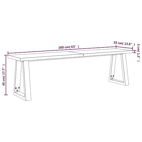 Wooden Bench Seating Chair with Live Edge, Solid Wood Live Edge Dining Bench with Metal Frame, 63