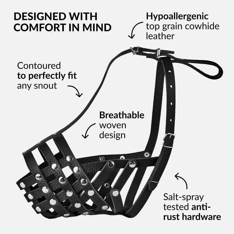 CollarDirect Dog Muzzle Pitbull Amstaff Basket Genuine Leather Staffordshire Terrier - Pet Supplies online store