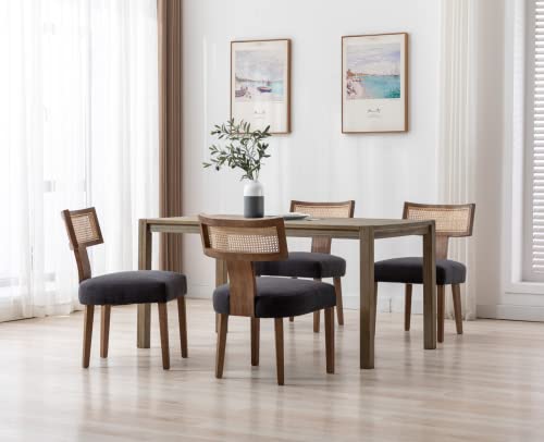 Shunzhi Upholstered Farmhouse Dining Chairs Set of 6 Mid Century Modern Dining Room Chairs Retro Linen Kitchen Chairs Armless Side Chairs with Wood Frame/Curved Back for Living Room,Charcoal