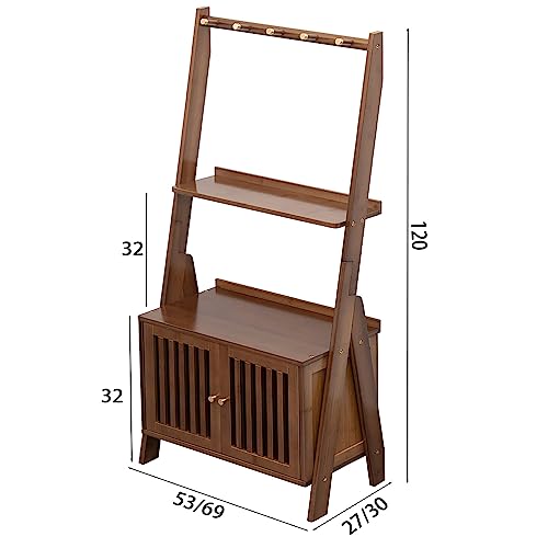Bookshelf & Ladder Shelf &Storage Rack & Multipurpose Bamboo Organizer Shelves Furniture for Home Office, Living Room, Kitchen, Office 5 Tier （Brown）