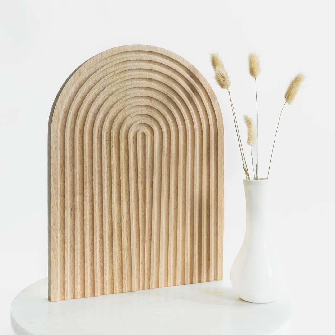 Decorative Wooden Board Tea Tray - Modern Wave Pattern Coffee Table Tray, Versatile Square Ottoman Tray, Eco-Friendly Breakfast Serving Tray, Stylish Gift for Home Decor