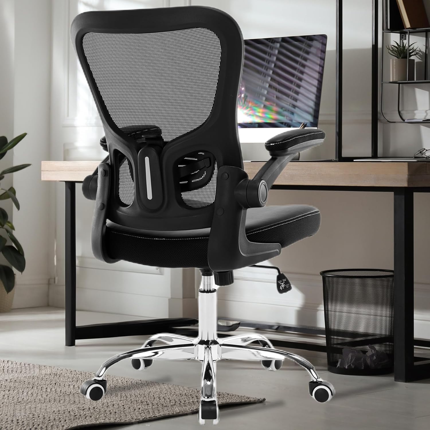 Office Chair,Ergonomic Desk Chair, Adjustable Height Computer Task Chair with Mesh Back and Armrests, Black