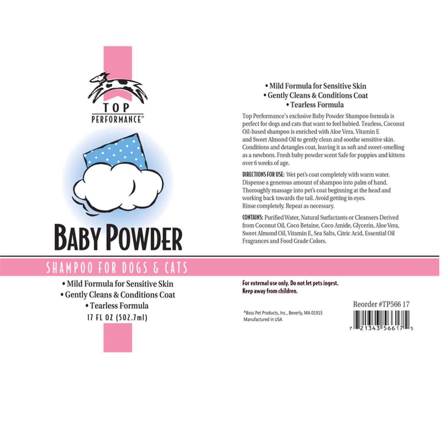 Top Performance Baby Powder Shampoo 17 oz - Pet Supplies online store