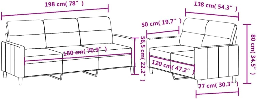 2 Piece Sofa Set with Cushions Dark Gray Fabric, 5：：，。 Sofas & Couches for Living Room