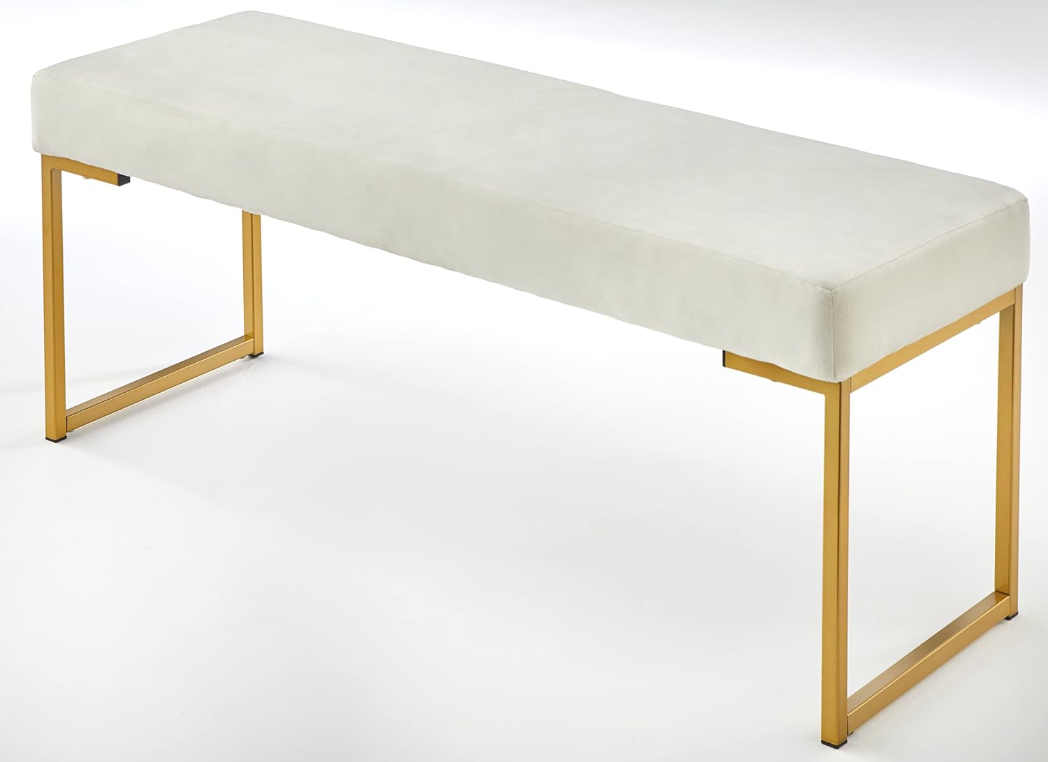 Bonita Bench with Velvet Fabric Padded Seat Finished Legs Stylish Bedroom & Living Room Furniture, 18.2