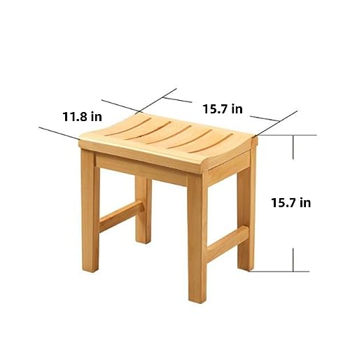 Solid Wood Bathroom Stool, Elderly Anti-Skid Wooden Stool, Foot Washing Stool, Suitable for Bathroom Bathing, Bathroom Foot Washing, and Changing Shoes at Home (Woody Natural)