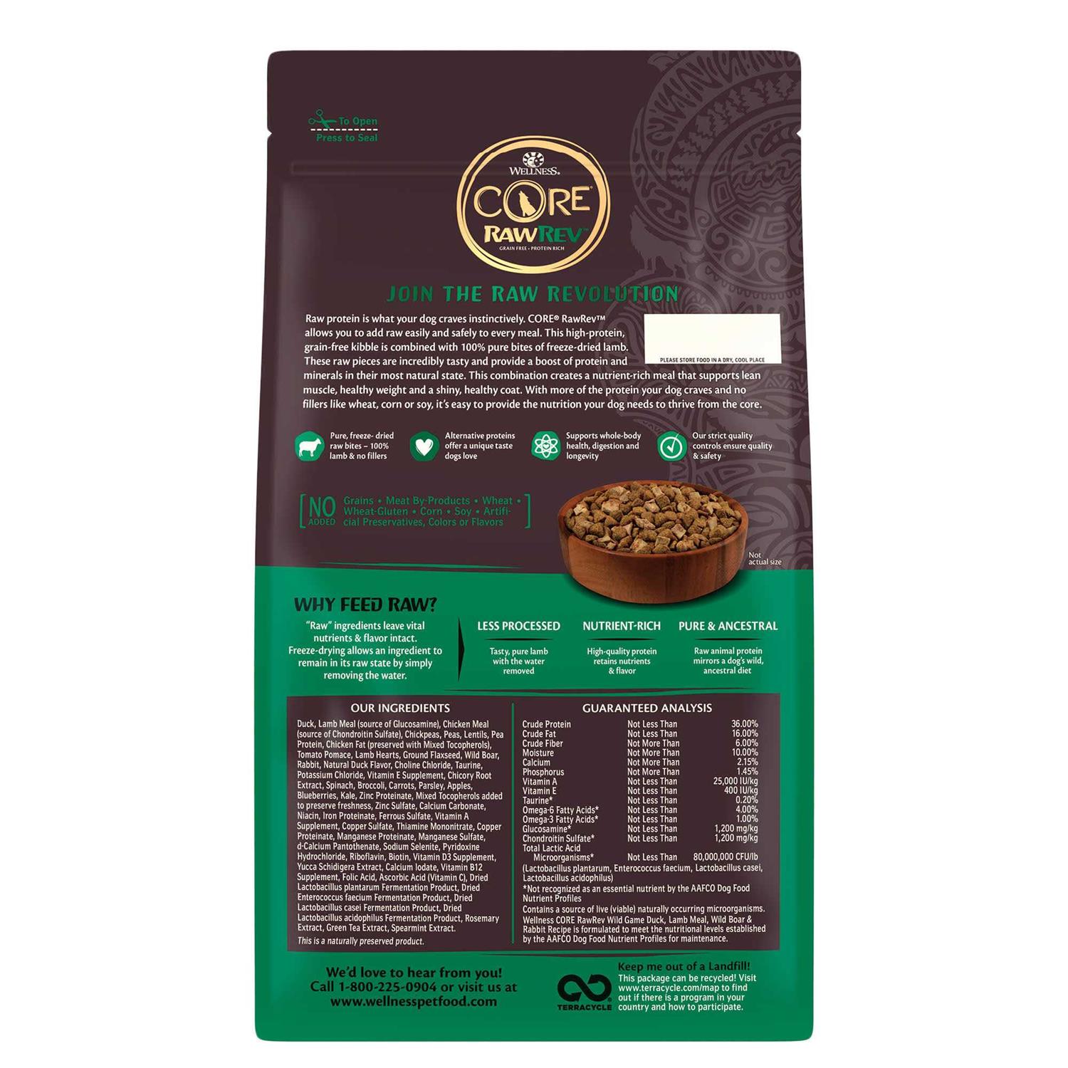 Wellness Core RawRev Natural Grain Free Wild Game Freeze Dried Dry Dog Food - Pet Supplies online store