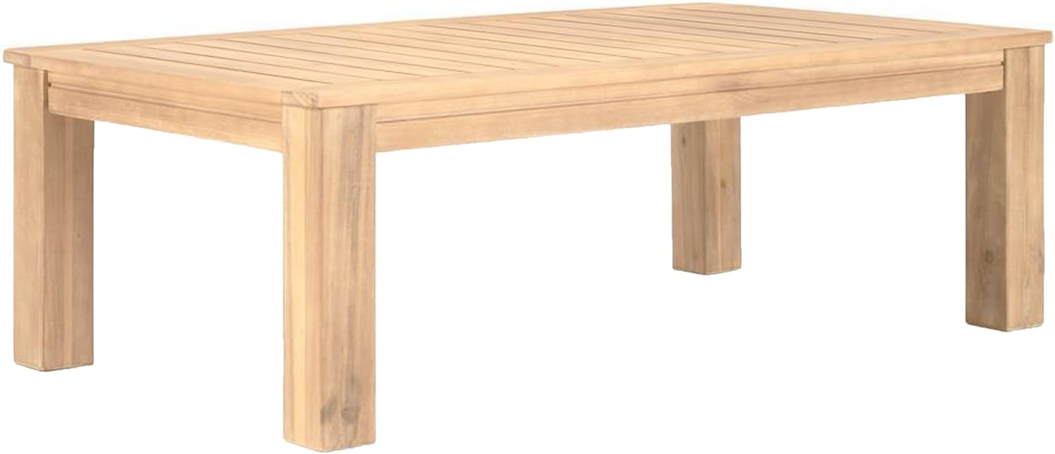 Benjara Syka 35 Inch Modern Coffee Table, Acacia Wood, Plank Top, Natural Brown