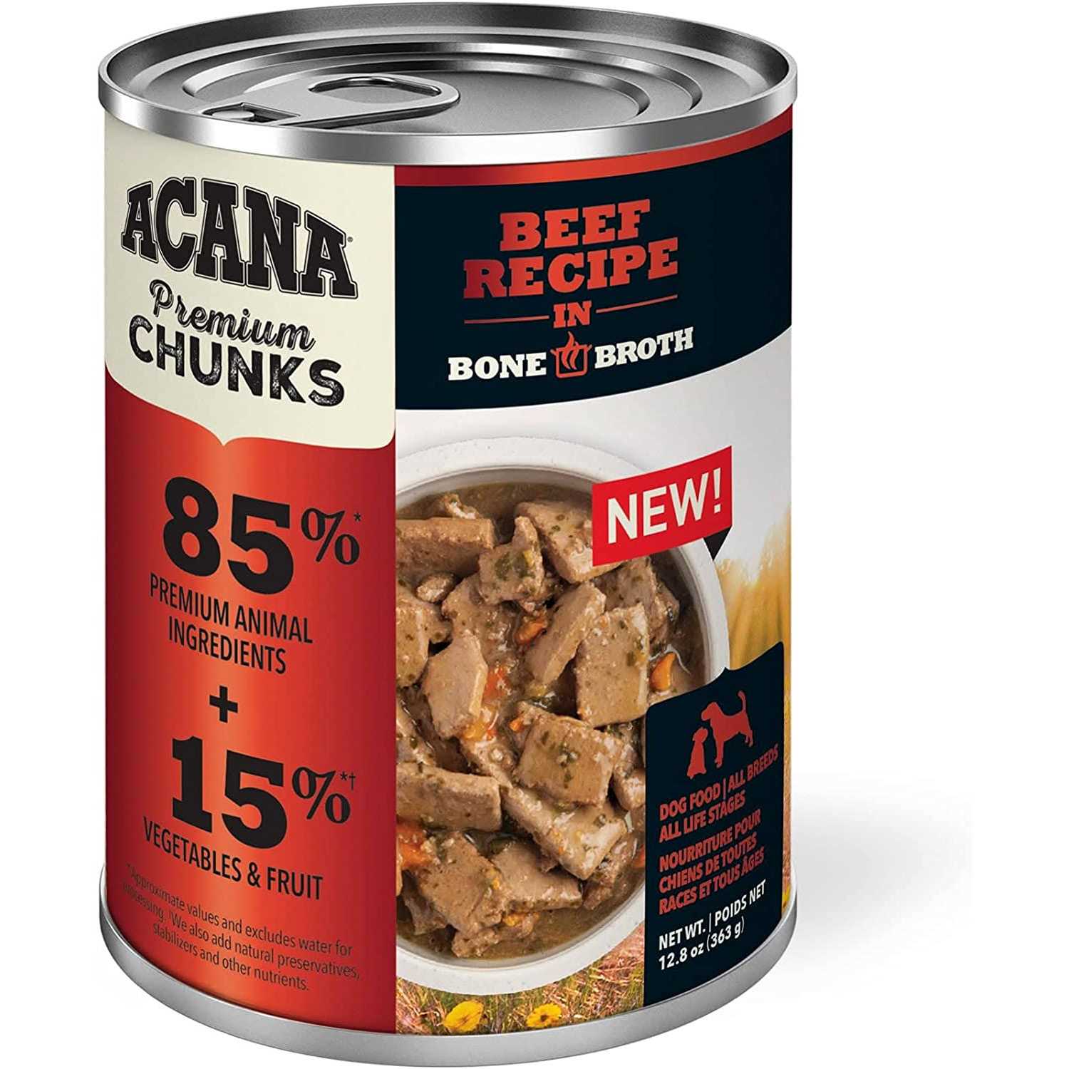 Acana Premium Chunks Dog Food Beef Recipe in Bone Broth - Pet Supplies online store