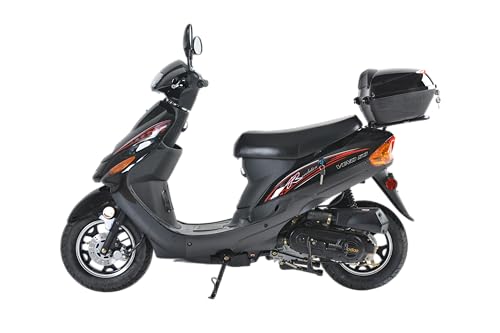 HHH Upgraded Street Moped 49cc/50cc Gas Fully Automatic Scooter Pony 50cc with Rear Storage Trunk (RED)