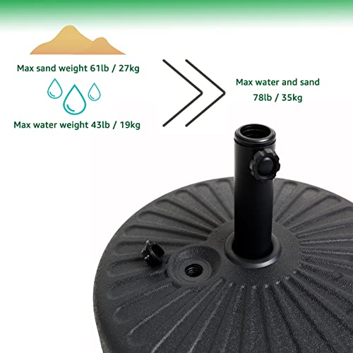 Helios&Hestia Heavy Duty Plastic Base Stand for Outdoor Patio Market Umbrella, 112 lb Round, Black