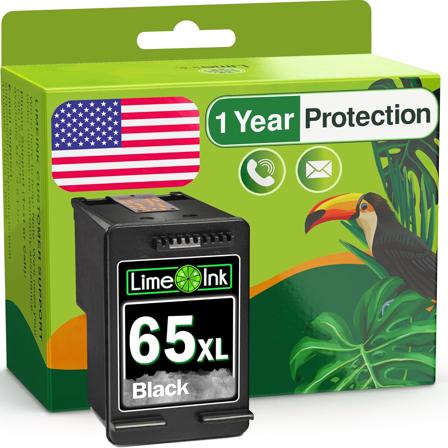 Limeink 1 Remanufactured Ink Cartridges Replacement for HP Ink 65 65XL for HP 65 black ink cartridge for HP65 XL Ink Cartridges 65xl Ink Cartridge for HP Printers for HP 65xl black ink cartridge - 1BK