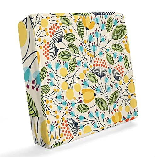 Vintage Hand Drawn Floral Flowers with Leaves Red Pink Outdoor Waterproof Sofa Cover, Non-Slip Oxford Cloth Chair Seat Couch Cushion Protector Furniture Slipcover 22x20x4 inches