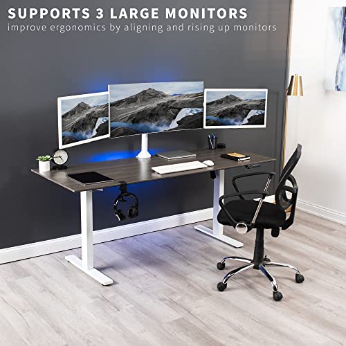 VIVO Triple 23 to 32 inch LED LCD Computer Monitor Desk Mount VESA Stand, Heavy Duty Fully Adjustable Tilt, Swivel, and Rotation, Fits 3 Screens, White, STAND-V103W