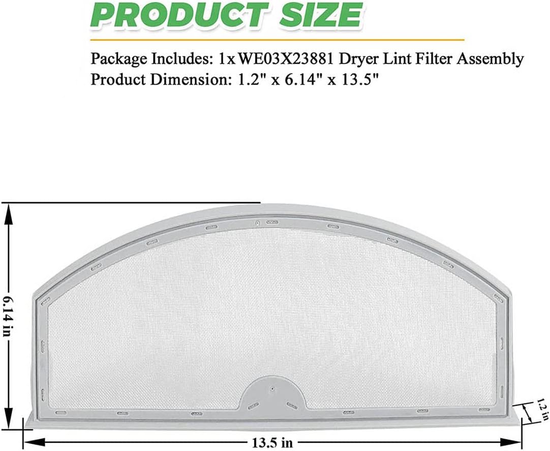 WE03X23881 Dryer Lint Screen Filter Assembly Replacement for GE Hot-Point Dryer - Replaces AP6031713, PS11763056, EAP11763056, HTX24EASK0WS, HTX24GASK0WS