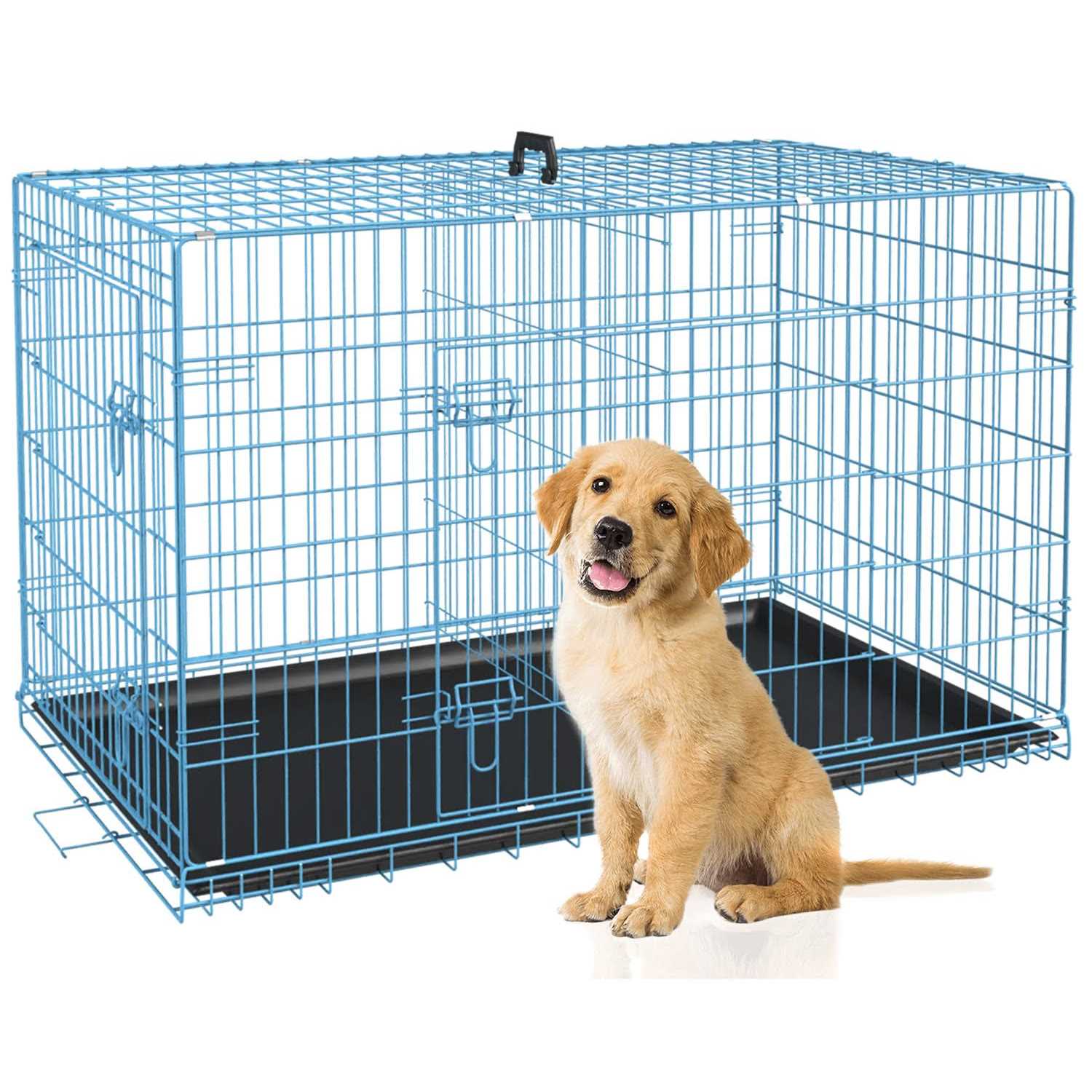 bestpet 24,30,36,42,48 Inch Dog Crates for Large Dogs Folding Mental Wire Crates Dog Kennels Outdoor and Indoor Pet Dog Cage Crate with Double-Door - Pet Supplies online store