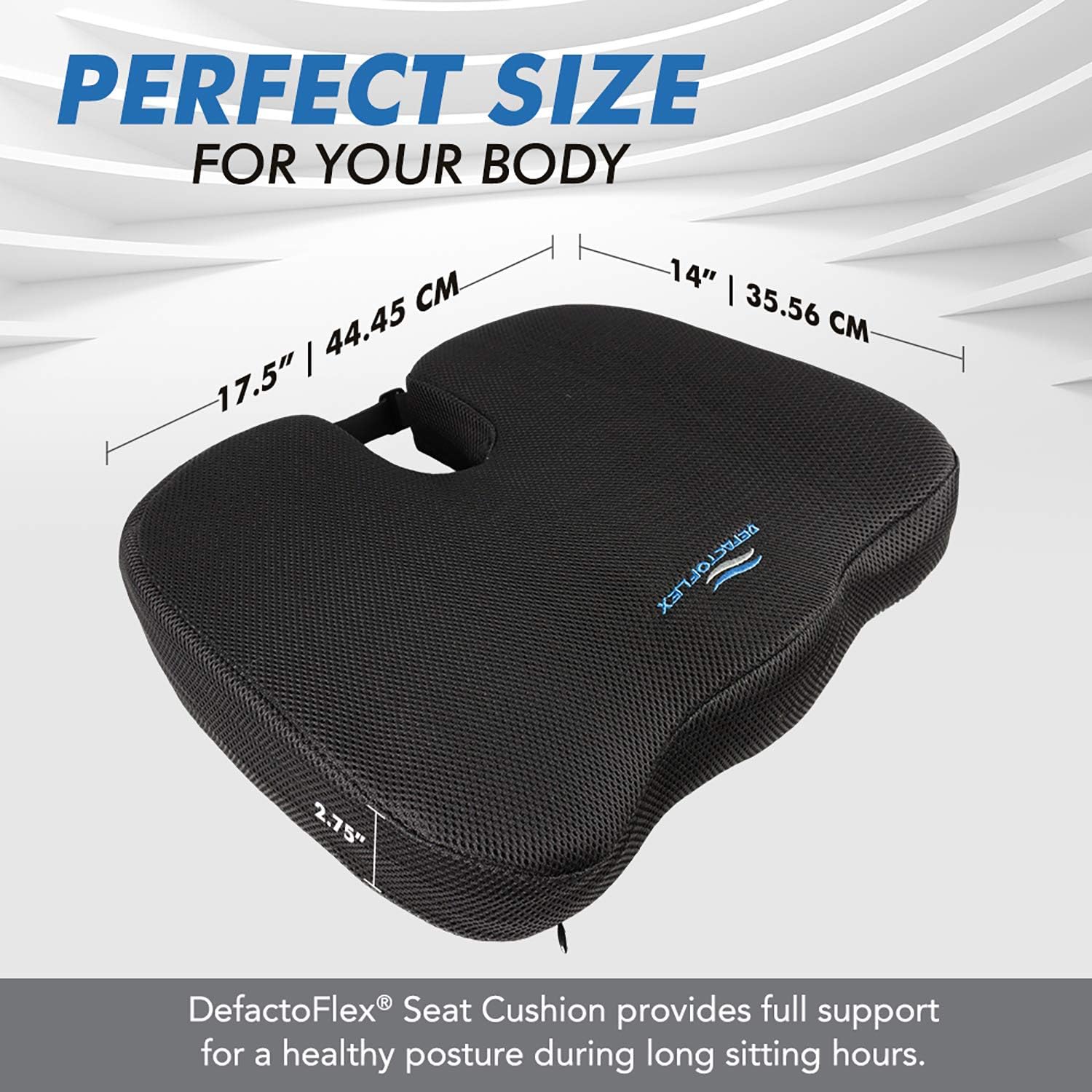 Seat Cushion for Office Chair with Adjustable Strap - High Density Memory Foam - Comfortable Coccyx, Tailbone and Sciatica Pillow for Office Chair, Wheelchair, Car Seats