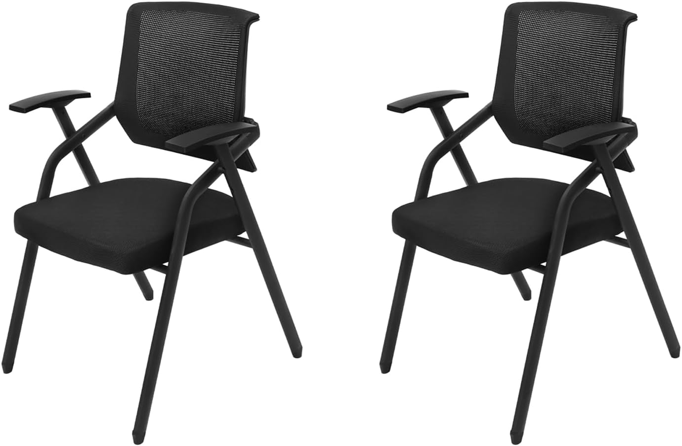 2 Pack Conference Room Chairs, Stackable Foldable Ergonomic Reception Office Chair with Lumbar Support, Armrest,Mesh Bouncing Back,for Guest,Meetings,Waiting Room