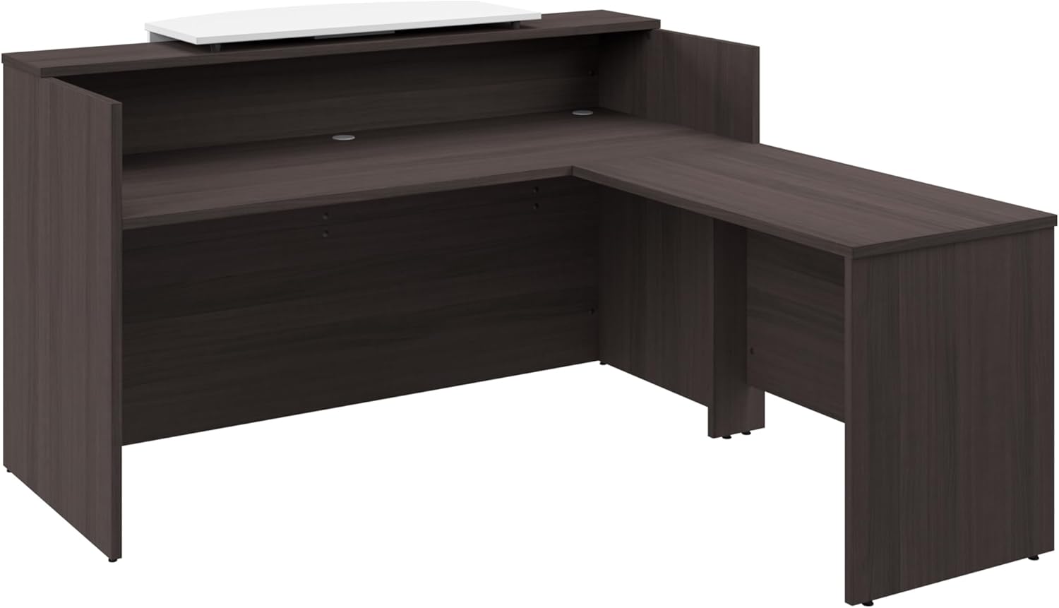 Bush Business Furniture Arrive L Shaped Reception Desk with Counter, Modern Receptionist Station for Office Waiting Room, 72W x 72D, Storm Gray