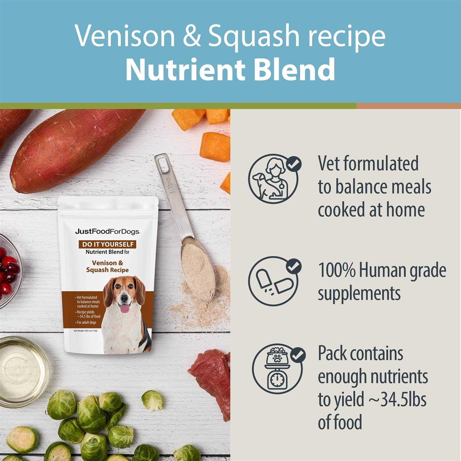 JustFoodForDogs Do It Yourself Nutrient Blend Venison - Pet Supplies online store
