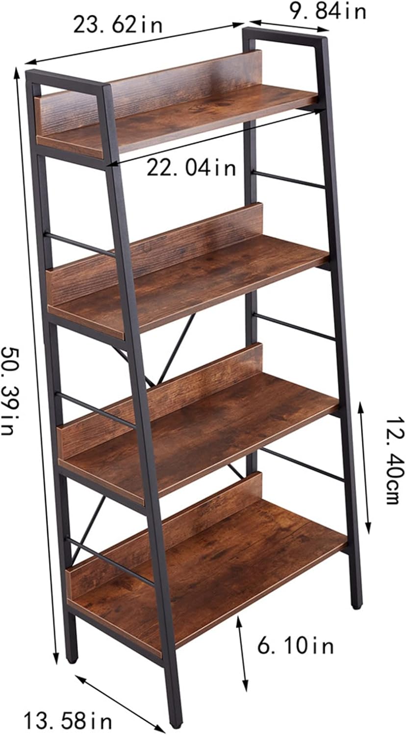 Small Bookshelf Multilayer Ladder Bookshelf Bookcase with X Design Book Organizer Bookshelf with Metal Frame Corner Bookshelf Industrial Bookshelf for Bedroom Home Office Small Space (3 Tier + 4 Tier)