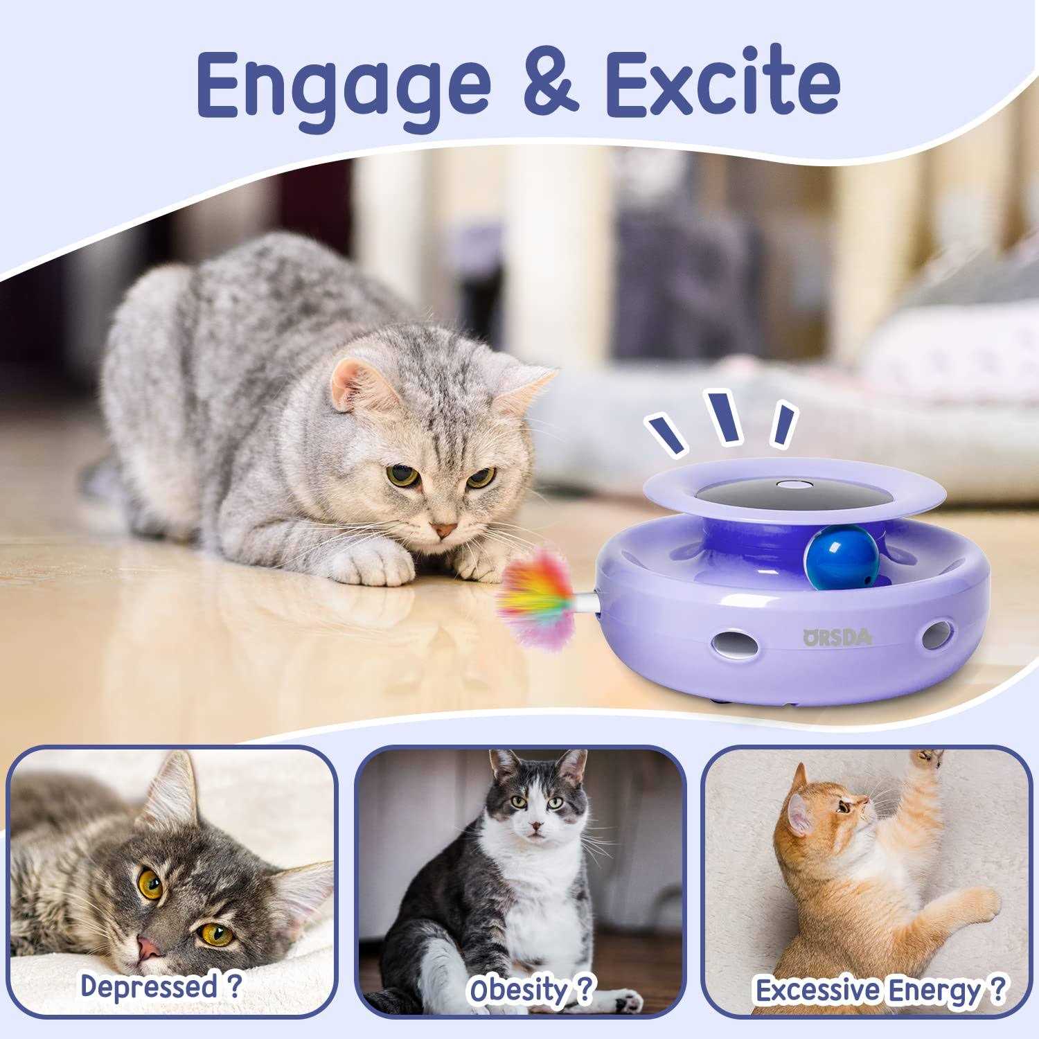 Cat Toys Orsda 2-in-1 Interactive Cat Toys for Indoor Cats Automatic Cat Toy Balls - Pet Supplies online store