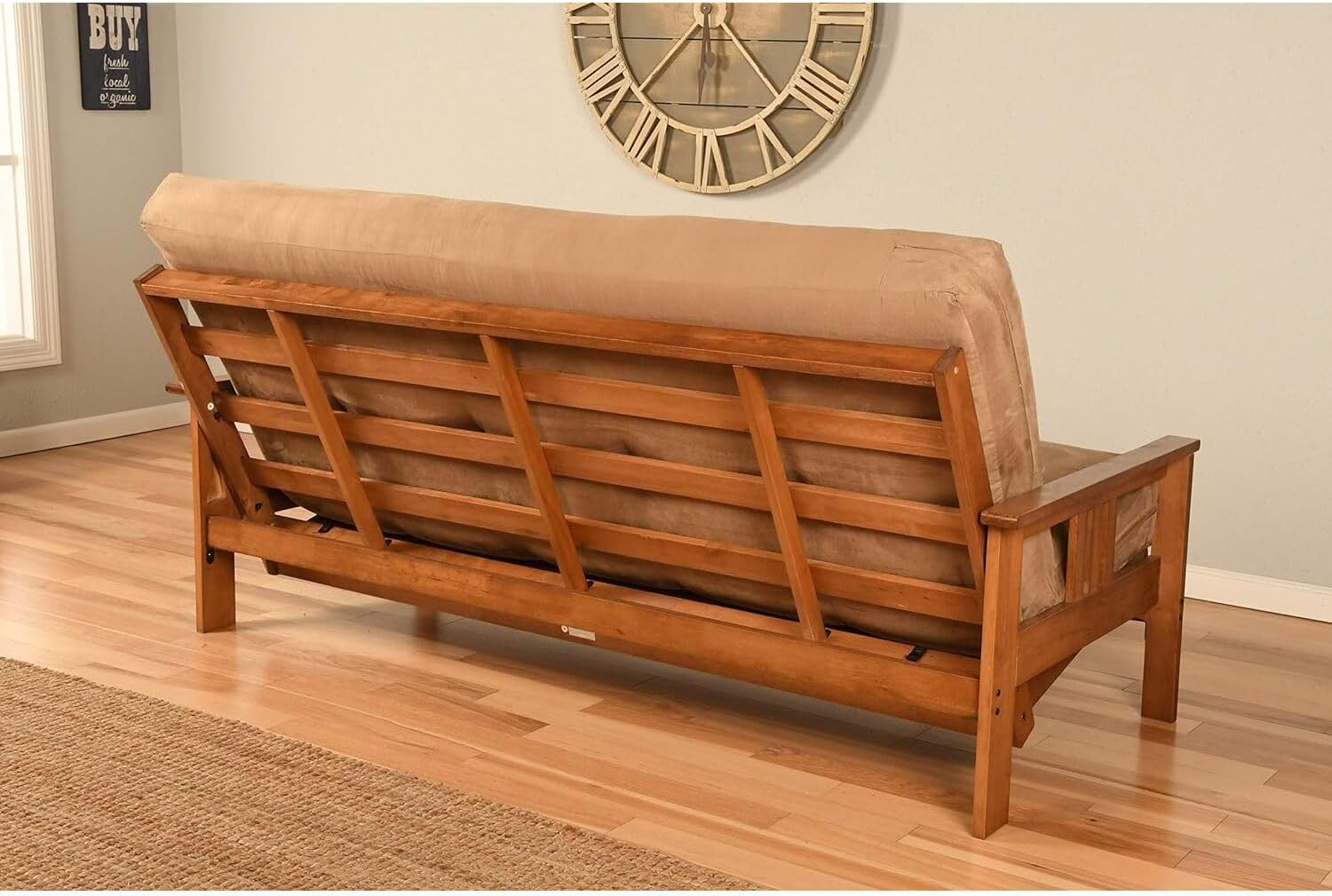 Kodiak Furniture Monterey Full Futon with Suede Fabric Mattress in Barbados/Tan