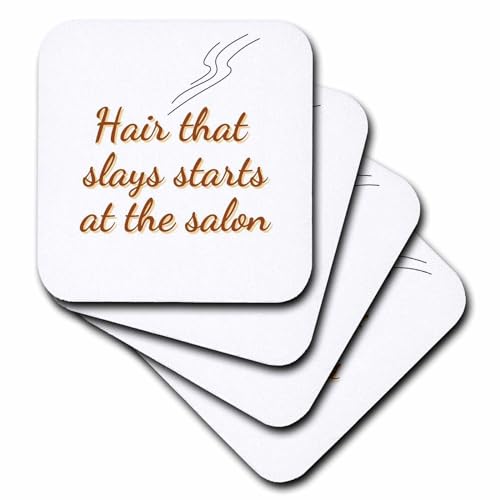 Set of 8 Coasters - Soft - Text of Hair That Slays Starts at The Salon 3dRose Mary Aikeen- Salon