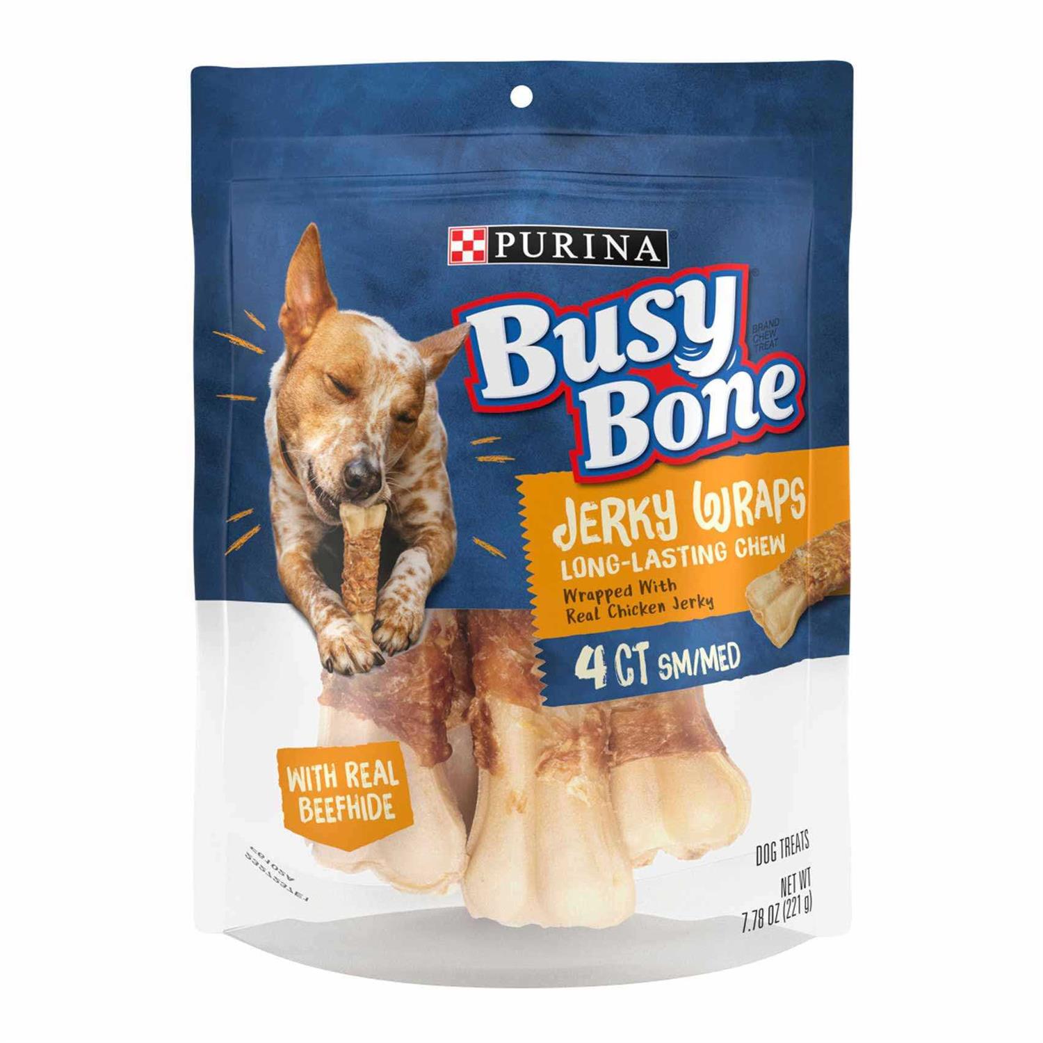 Purina Busy Jerky Wraps Beefhide & Chicken Dog Treats 4 Count - Pet Supplies online store