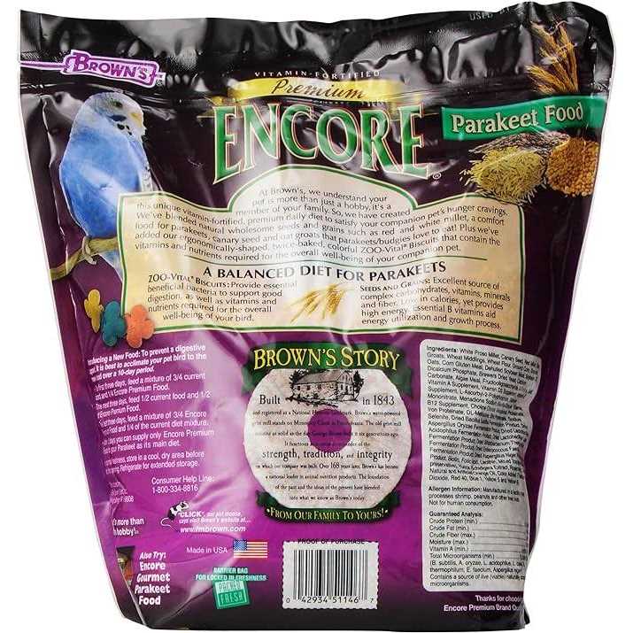 Brown's Encore Premium Parakeet Food - Pet Supplies online store