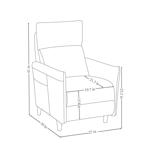 Push Back Recliner Chair Fabric Reclining Chair Padded Seat Backrest, Small Recliner for Small Spaces Single Sofa Home Theater Chairs, Living Room Recliner Sofa 19.7” Seat Width (Beige)